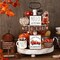 13 Pcs Fall Tiered Tray Decor Set Thanksgiving Pumpkin Gnome Wooden Tabletop Signs Leopard Print Gnome Truck Rustic Farmhouse Autumn Harvest Decorative Trays for Home Kitchen